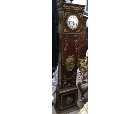 A French style faux longcase clock, gilt metal mounted case fitted  key wound eight day striking movement, 176cm high excludi