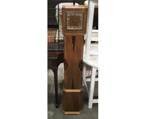 An Art Deco mahogany and rosewood parquetry inlaid grandmother clock, 131cm high