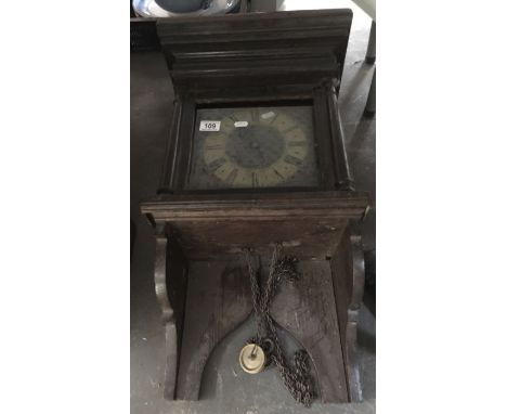 James Clark, a wall mounted bracket clock, brass dial with Roman numerals, 74cm high