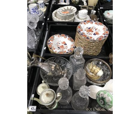 Ceramics and glass, including Copeland Spode dessert plates and soup plates, Richardson cut glass decanters, Royal Doulton co