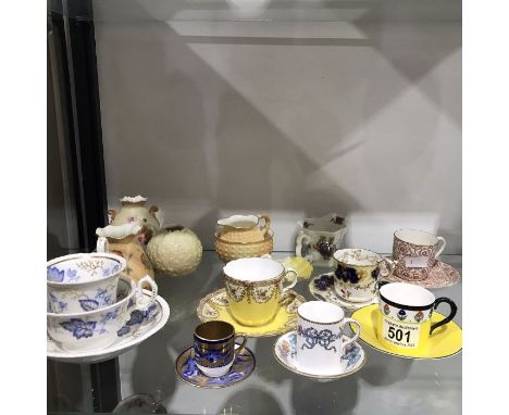 A collection of Royal Worcester coffee cans, teacups and blush ivory vases (12+)