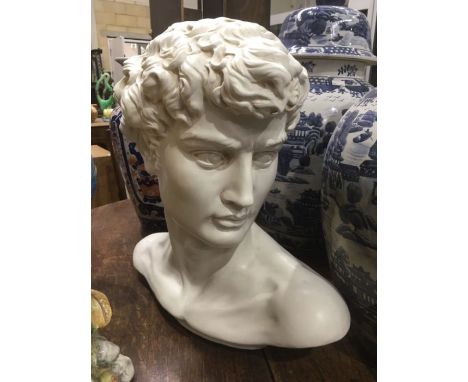 An Italian ceramic portrait study of David, impressed No. A376, 49cm high