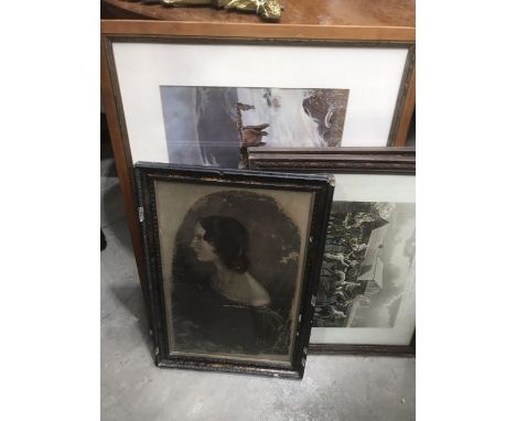 A quantity of assorted furnishing pictures, to include a 19th Century oil portrait of a lady, prints etc, framed, (parcel) 