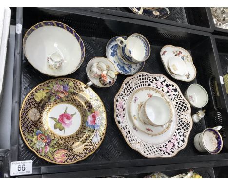 British and Continental ceramics, including Meissen reticulated floral painted plate, Meissen tea cup and saucers, Spode mini