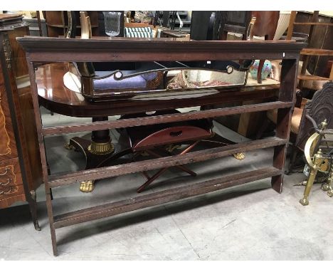 An 18th century oak three shelf plate rack,  177cm wide