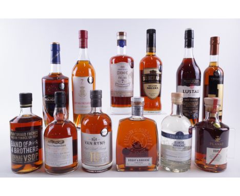 12 BOTTLES BRANDYPainturaud Frères Band of 4 Brothers Cognac VSOP; Bagaceira Velha Valle Pradinhos Aguardente; Van Ryn Distil