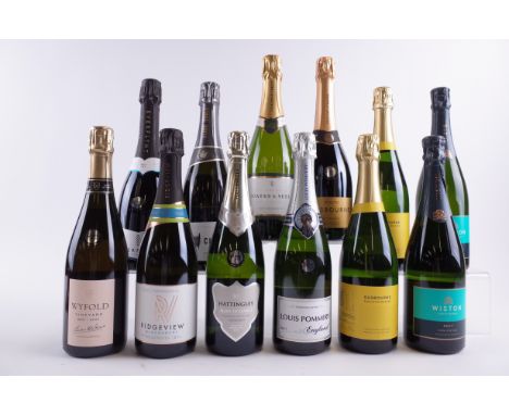 12. BOTTLES ENGLISH SPARKLING WINEWyford Vineyard Brut Rosé 2018; Everflyht Brut NV; Ridgeview Bloomsbury NV; Black Chalk Cla