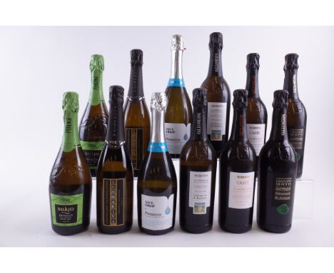 12 BOTTLES PROSECCOPerlage 2 x Sgàjo Extra Dry NV; Sommariva  x Brut NV; Asda 2 x Nice Drop of Extra Dry NV; Merotto 2 x La P