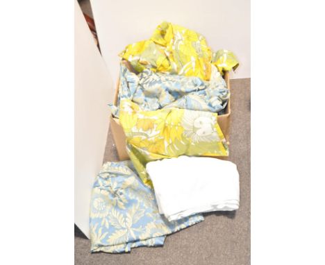 A pair of vintage curtains and other textiles