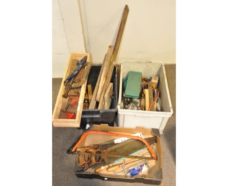 A group of assorted workshop tools