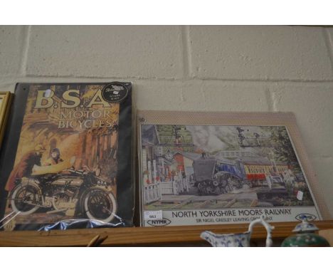 REPRODUCTION PRINT OF NORTH YORKSHIRE MOORS RAILWAY, TOGETHER WITH ONE FOR BSA MOTORCYCLES (2)