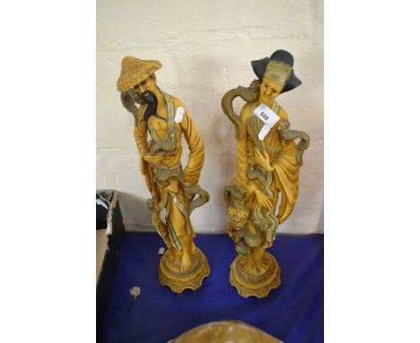 PAIR OF RESIN ASIAN STYLE FIGURES