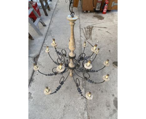 A VINTAGE STYLE 15 BRANCH CEILING LIGHT FITTING 