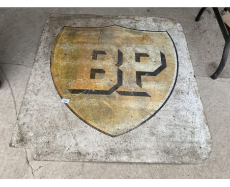 A BELIEVED ORIGINAL 'BP' TIN SIGN (95CM X 100CM) 