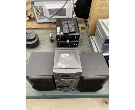 A JVC MINI STEREO SYSTEM WITH SPEAKERS AND A FURTHER MINISTRY OF SOUND CD PLAYER 
