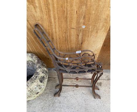 A PAIR OF SMALL CAST IRON BENCH ENDS 