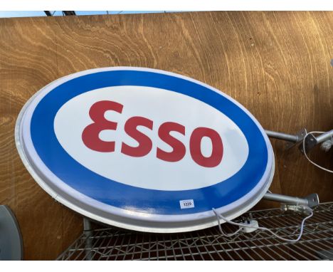 AN ILLUMINATED DOUBLE SIDED ESSO WALL HANGING SIGN 