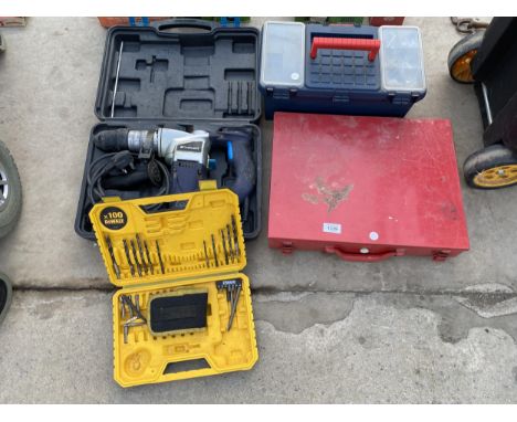 AN ASSORTMENT OF TOOLS TO INCLUDE AN EINHILL SDS DRILL 