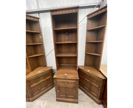 AN ERCOL ELM GOLDEN DAWN CORNER UNIT 