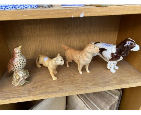 THREE BESWICK ANIMAL FIGURES AND A FURTHER GOEBEL DOG 