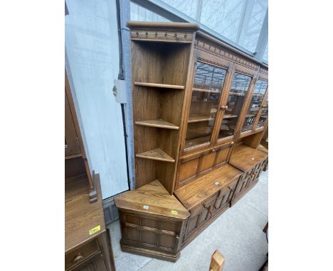 AN ERCOL ELM GOLDEN DAWN CORNER UNIT 