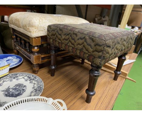 TWO VINTAGE FOOTSTOOLS 