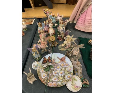 A LARGE COLLECTION OF CERAMIC AND RESIN FAIRY FIGURES, ETC 