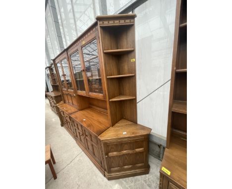AN ERCOL ELM GOLDEN DAWN CORNER UNIT 
