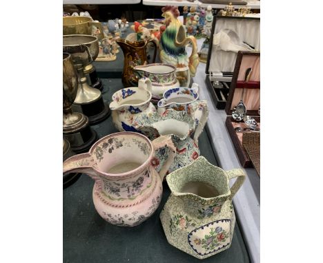 A QUANTITY OF MAINLY 19TH CENTURY JUGS TO INCLUDE WILLIAM RATCLIFFE 1831-40, COPELAND SPODE, ETC 