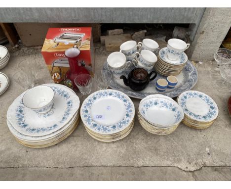 A COLCLOUGH CERAMIC DINNER SERVICE, A TEAPOT AND A PASTA MACHINE ETC 