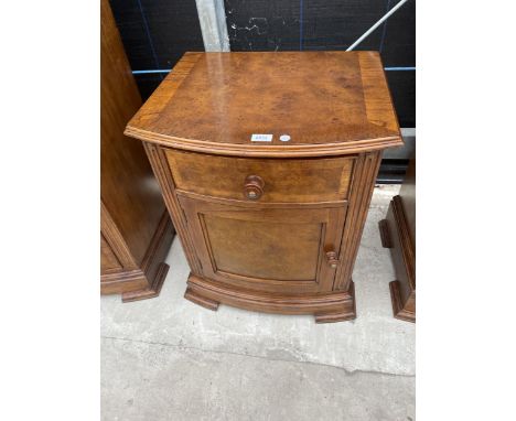 A FRANK HUDSON WALNUT CABINET WITH ONE DOOR AND ONE DRAWER 