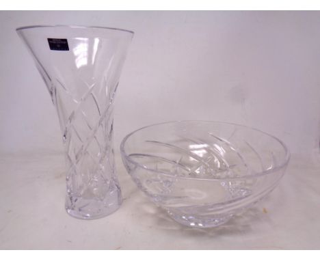 A Royal Worcester crystal vase with matching bowl.