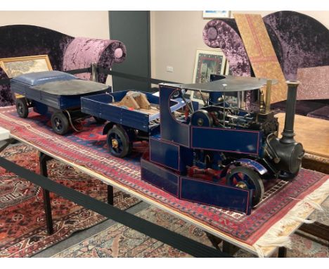 An exhibition-standard 1/5th scale engineered Overtype steam wagon with trailer, 'The Pride of Penrhyn',  six spoke wheels wi