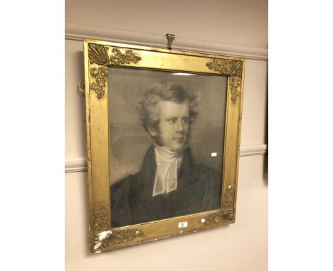 A 19th century school : Portrait of a Gentleman, colour chalks, framed, 44cm x 53cm.