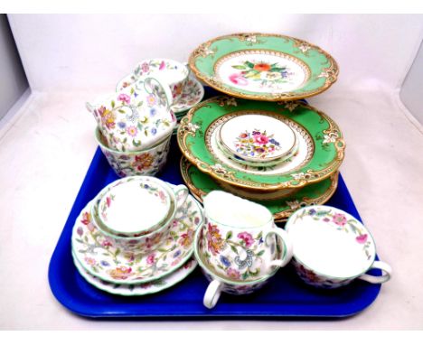 A set of 15 pieces of Minton Haddon Hall tea china with a matching trinket dish, a Royal Worcester trinket dish together with