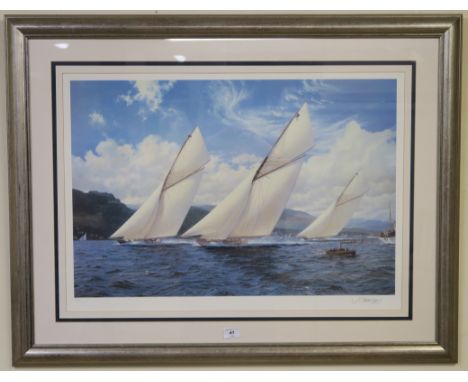 A J Steven Dews signed limited edition print 23/350 of yacht racing Condition Report: Available upon request