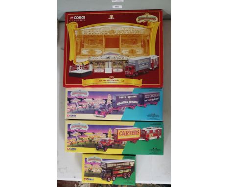 Collection of Corgi Classics the Showman's Range die cast vehicles in original boxes to include Mickey Kiely boxing set 