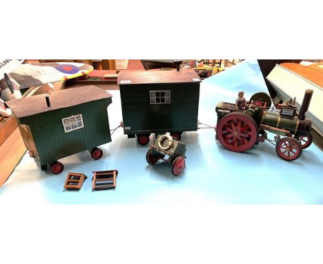 Large scratch built model of a steam engine and wagons 