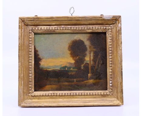Manner of Richard Wilson RA (1714-2782), pair of Carpriccios, oil on panel 11.5 x 14.5cm (2)