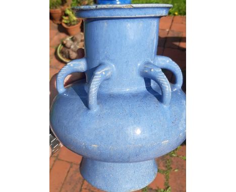 A Chinese Qing dynasty high fired robins egg glaze vase Height 23cm Condition good , no cracks or restoration tiny fritting t