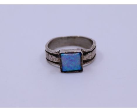 A silver mounted Opal ring&nbsp;