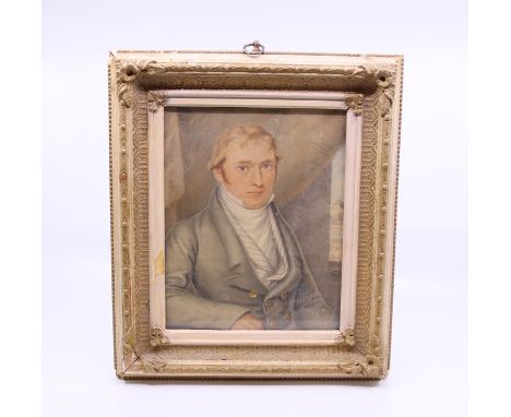 English school, early 19th century portrait of Peter Wilson Esq, watercolour, 20.5 x 16.5cm