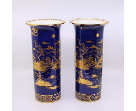 &nbsp;A pair of blue Royal Carltonware vases&nbsp;