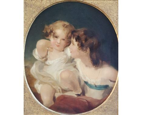 A 19th cent oil on panel study "mother and child&nbsp;