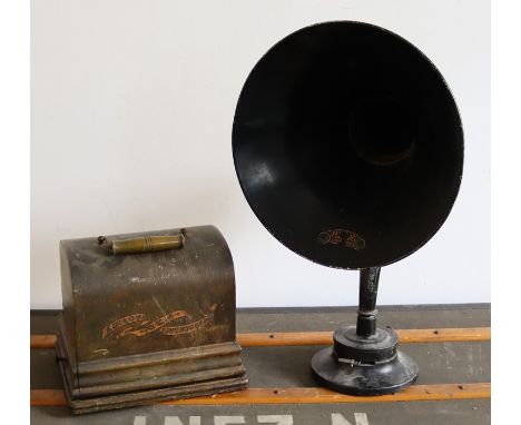 An Edison Baby Gem phonograph with associated Siemans horn&nbsp;