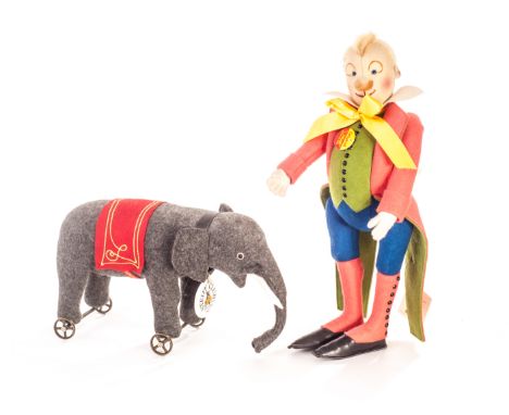 A Steiff Club Limited Edition felt elephant on wheels, 1914 grey 22, in original box with certificate, 1997/98; and a Steiff 
