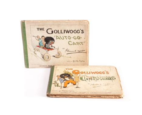 The Golliwogg’s Auto-Go-Cart by Florence K. Upton, versus by Bertha Upton, 1901 (some wear); and The Golliwogg’s Christmas, 1