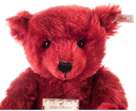 A Steiff Limited Edition British Collector’s burgundy Teddy Bear 40, in original box with certificates, 515 of 3000, 1998