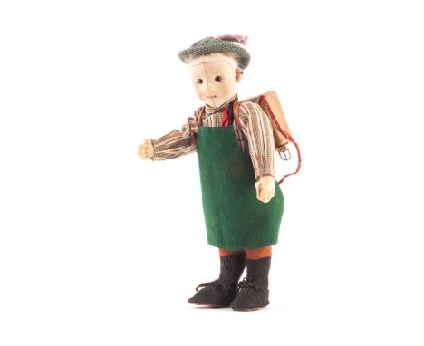 A Steiff felt Boy doll (pupil dolls), circa 1912, with felt face, black boot button eyes, white or pale blonde mohair hair, s