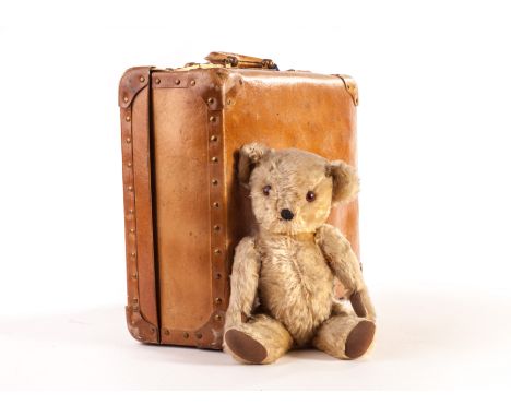 A 1960s British Teddy Bear, probably Chad Valley/Chiltern with golden mohair, plastic eyes and jointed - 14in (35.5cm) high (